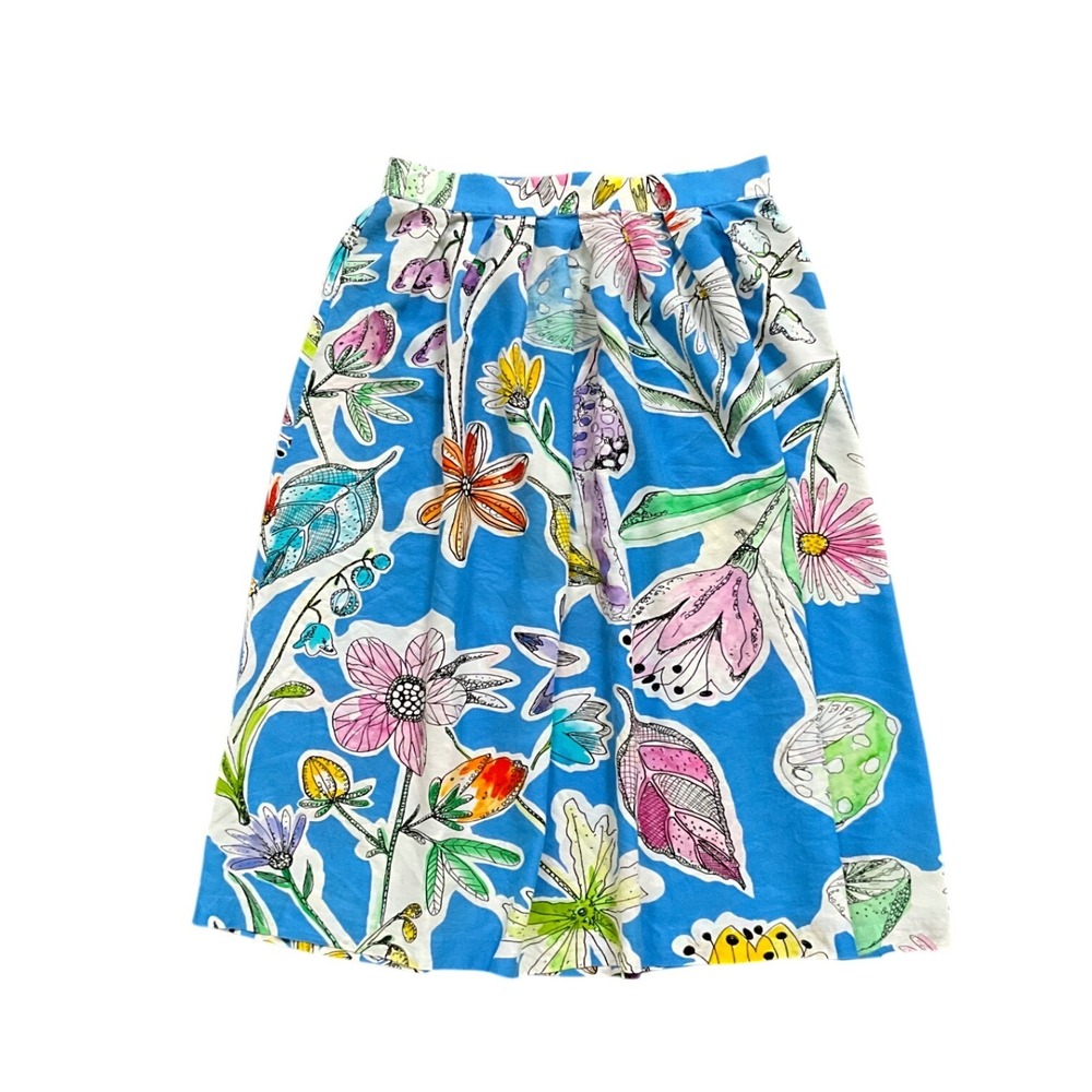 Gorman Adelphia Silk Blend Floral Midi Skirt Pleated Elastic Waist Size 12